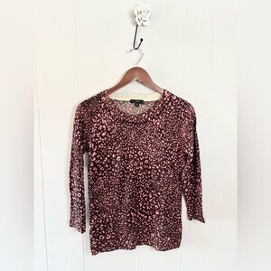 J Crew brown pink 100% wool tippi crewneck sweater size XS